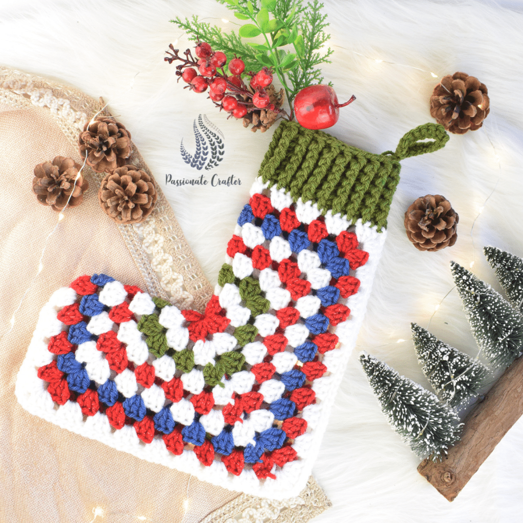 crochet hexagon stocking for Christmas