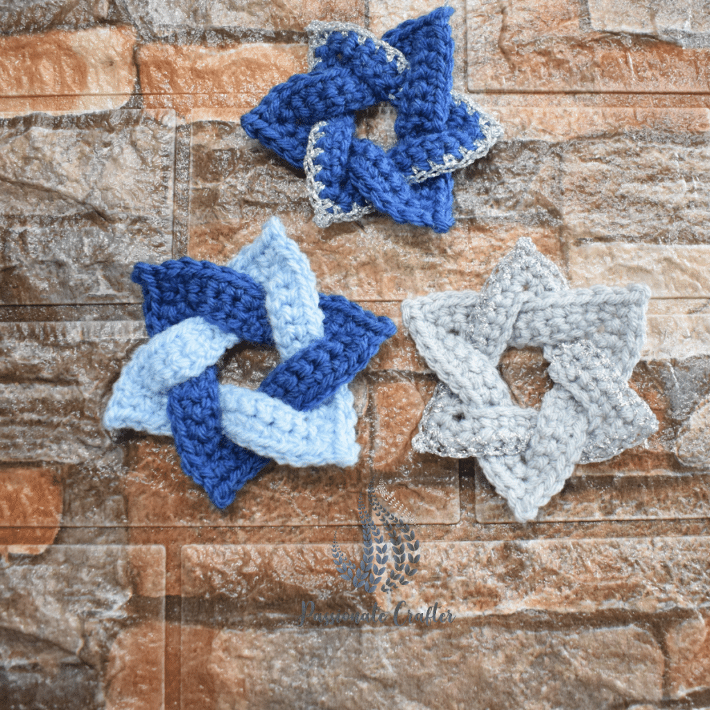 Crochet star ornament in different sizes