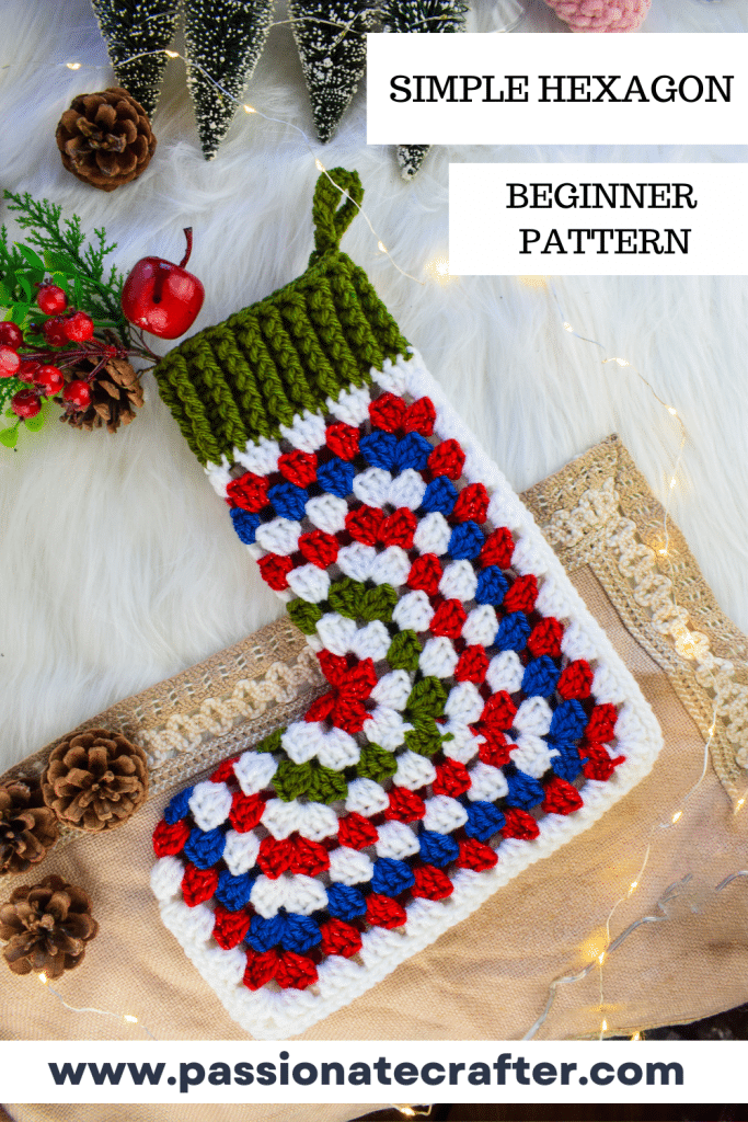 crochet hexagon stocking for Christmas