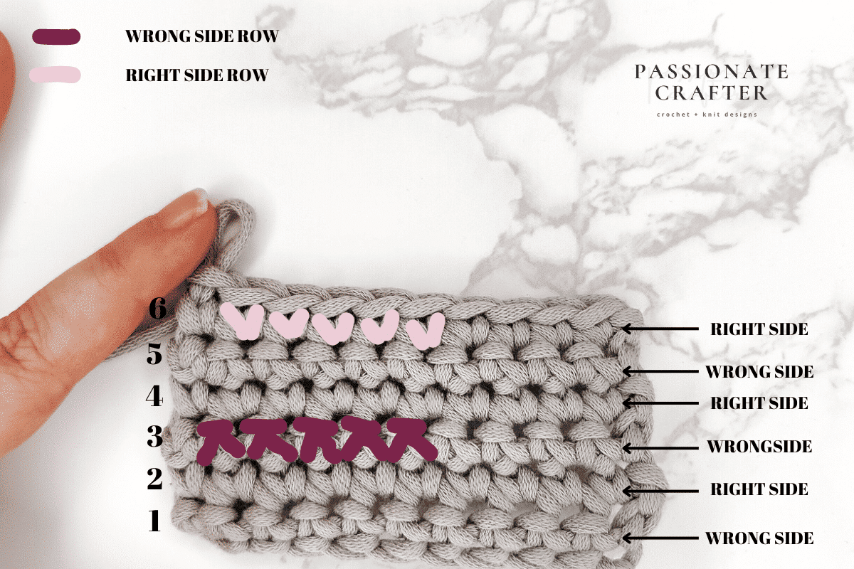 how to count sc stitches in rows