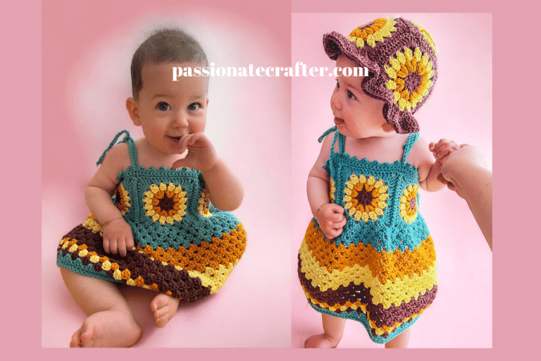 crochet sunflower dress children sizes