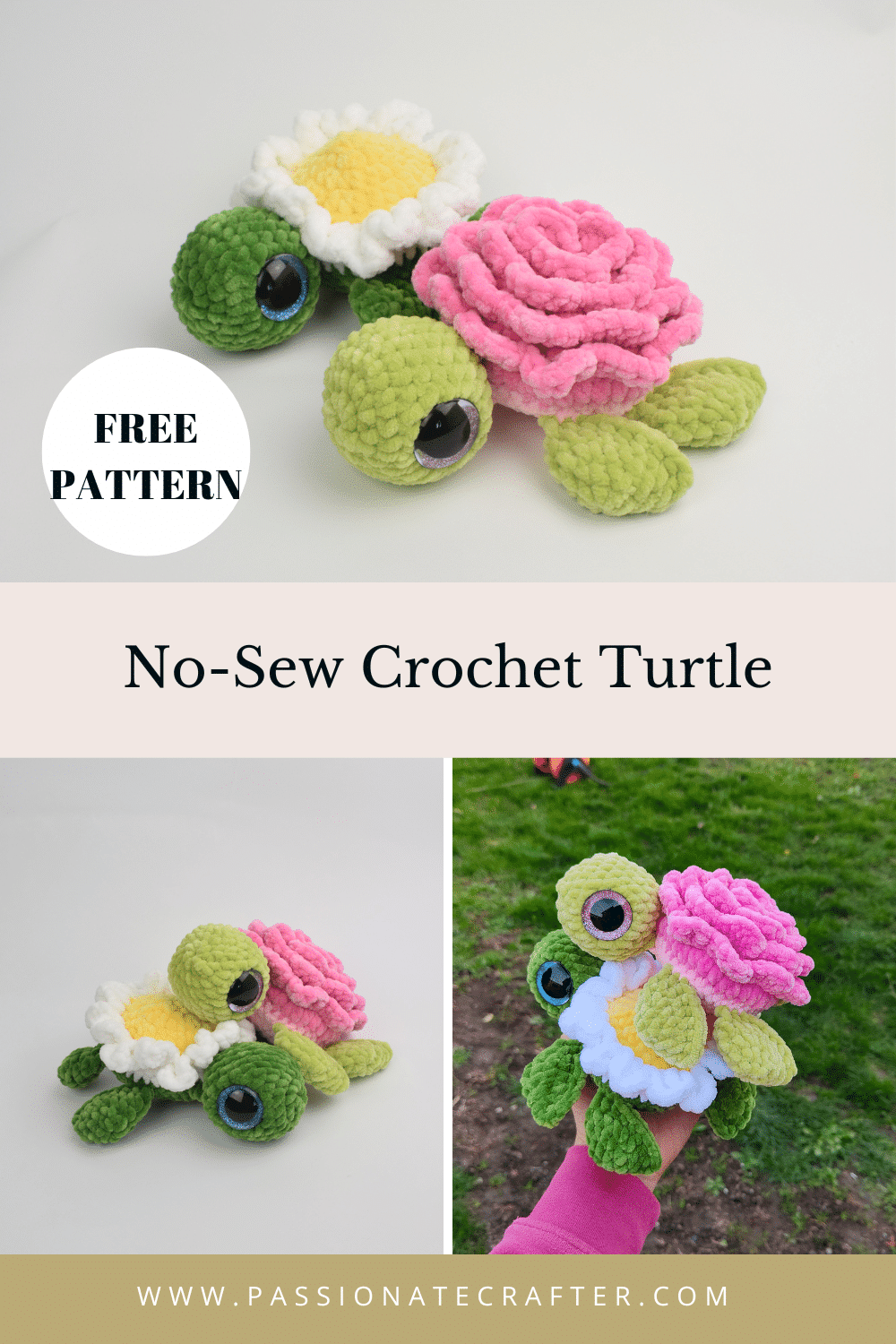 Crochet rose turtle and Daisy turtle amigurumi for beginners