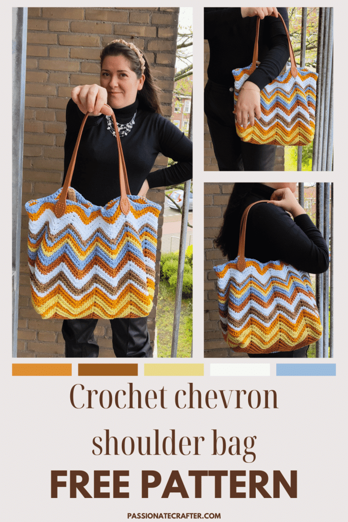 Crochet chevron shoulder bag