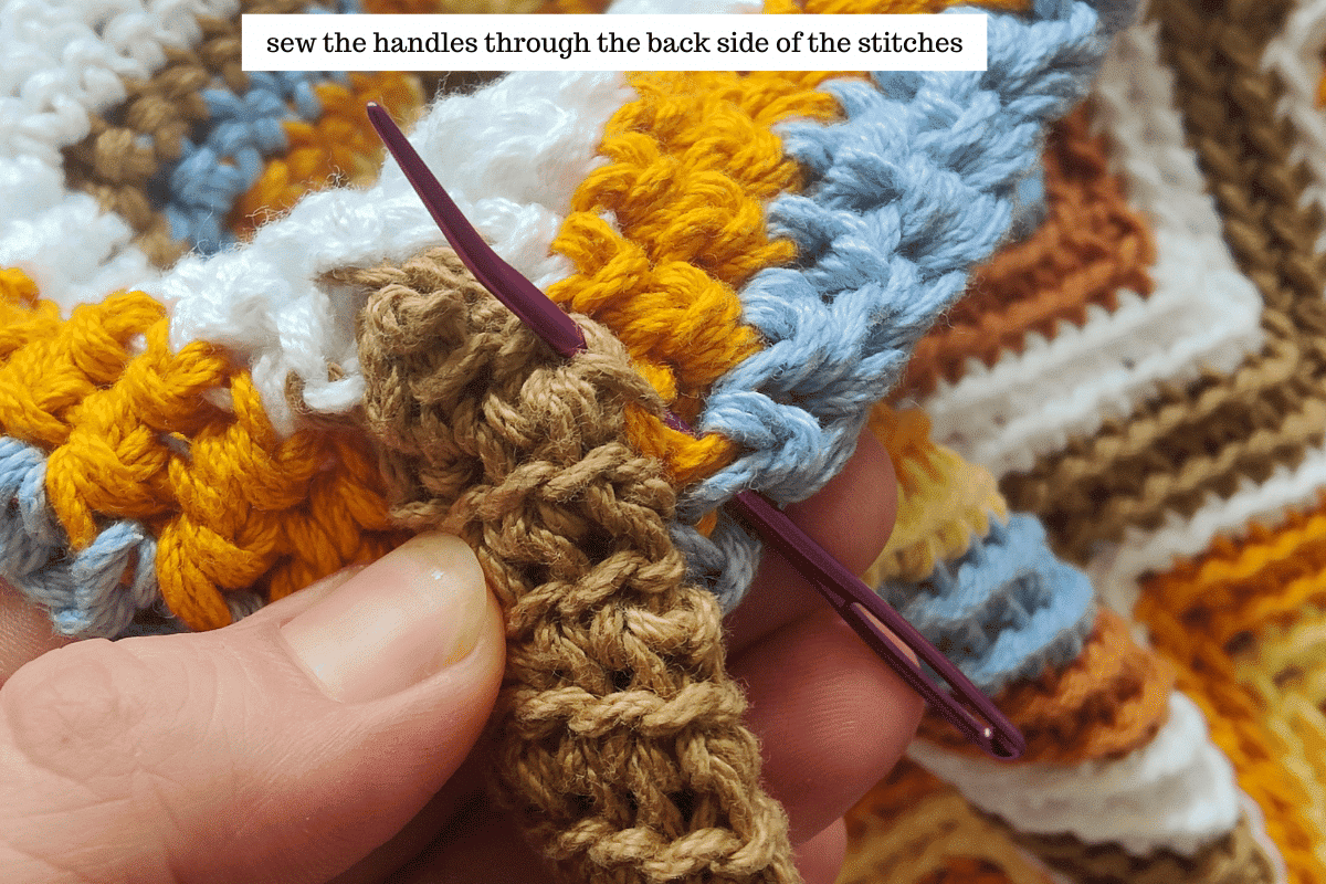 how to sew handles to a crochet bag