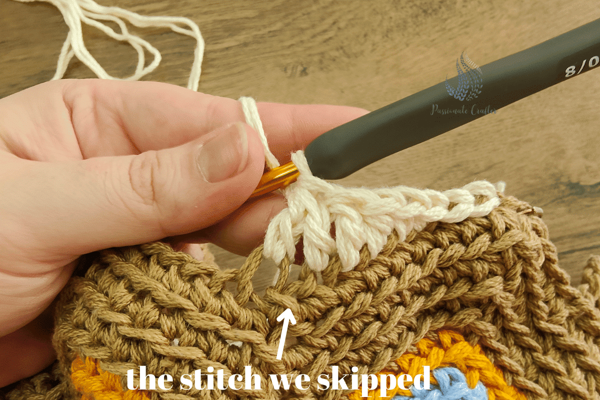 how to crochet dc2tog with a skipped stitch in between