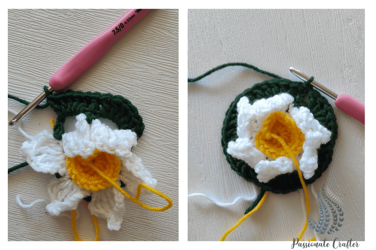 how to turn a crochet flower applique into a granny square