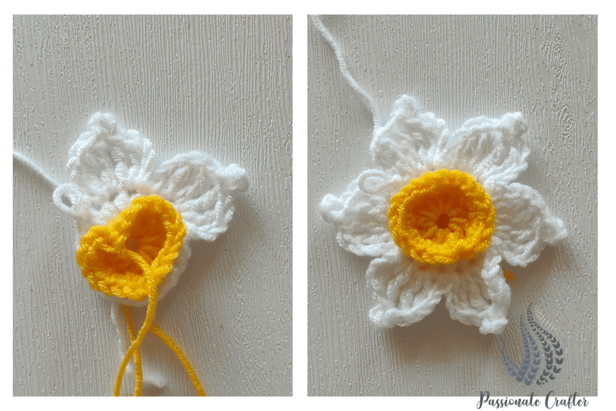finished look of a daffodil flower applique