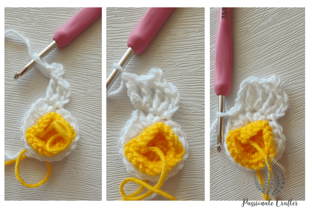 how to crochet petals for daffodil flower