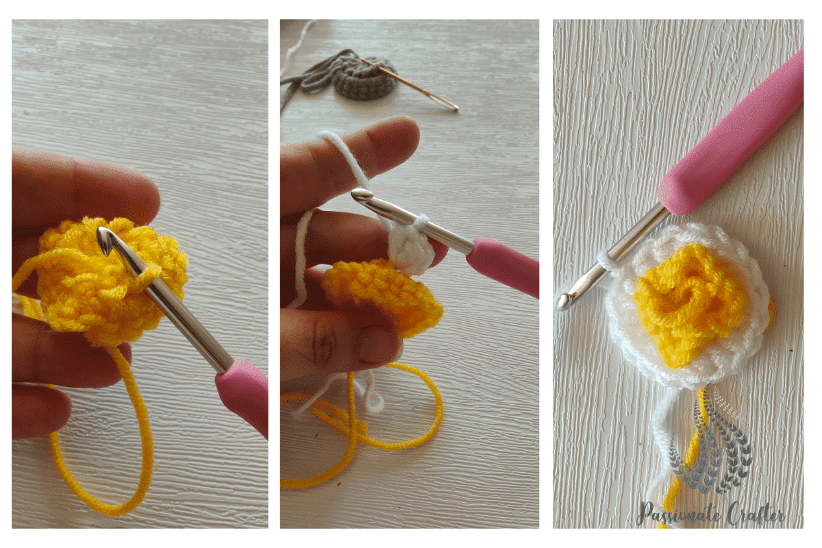 how to crochet the first round of a flower petal