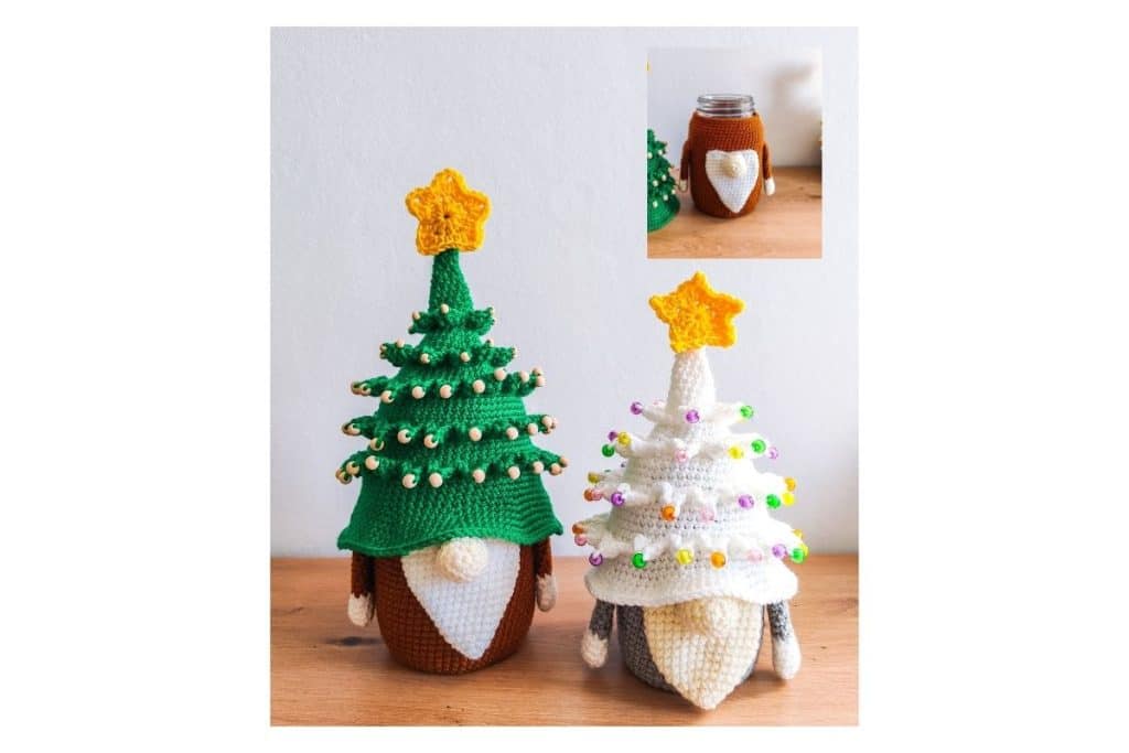 Crochet Christmas Gnome pattern with a jar inside it