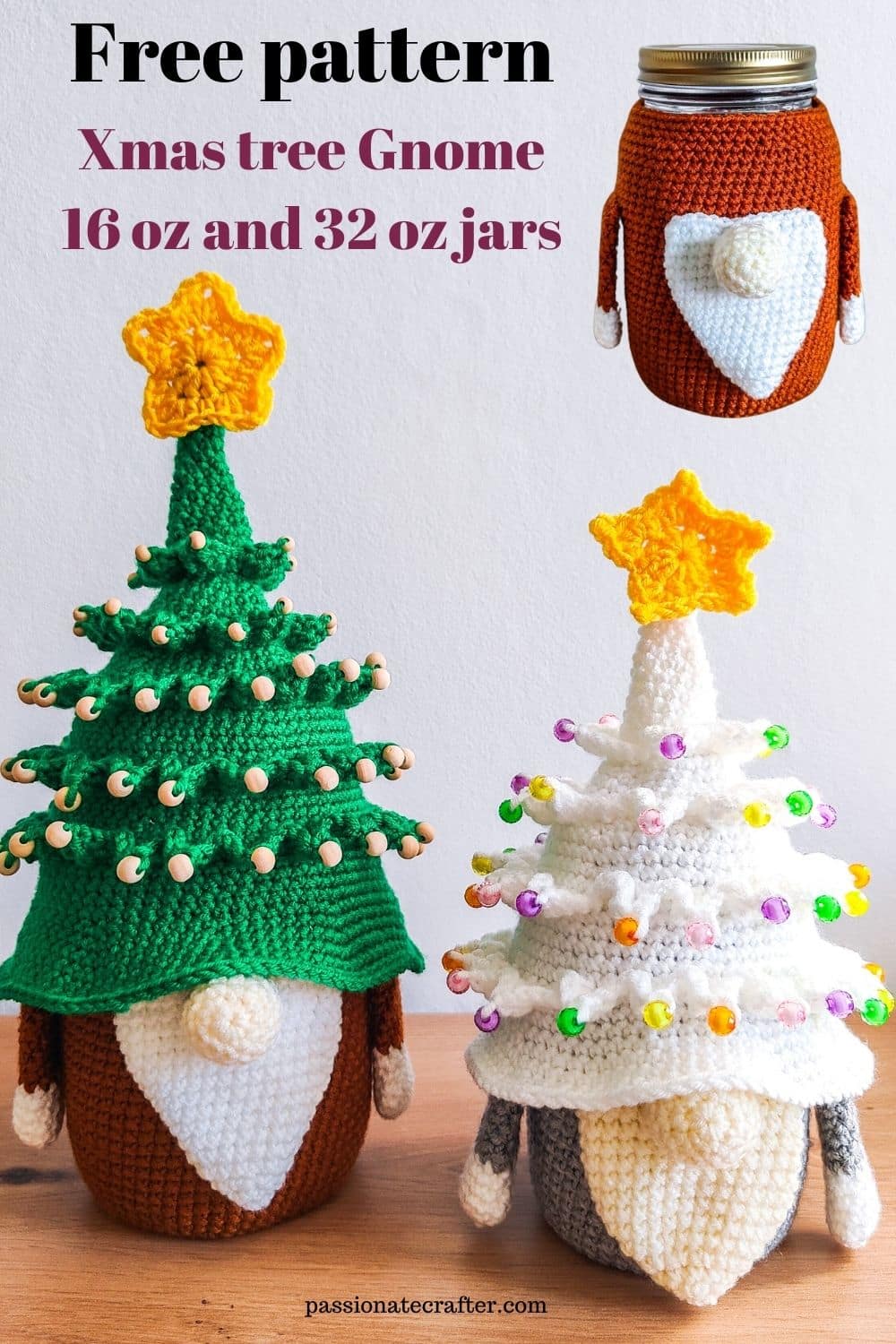 Christmas tree Gnome with jars inside sizes 16 oz and 32 oz