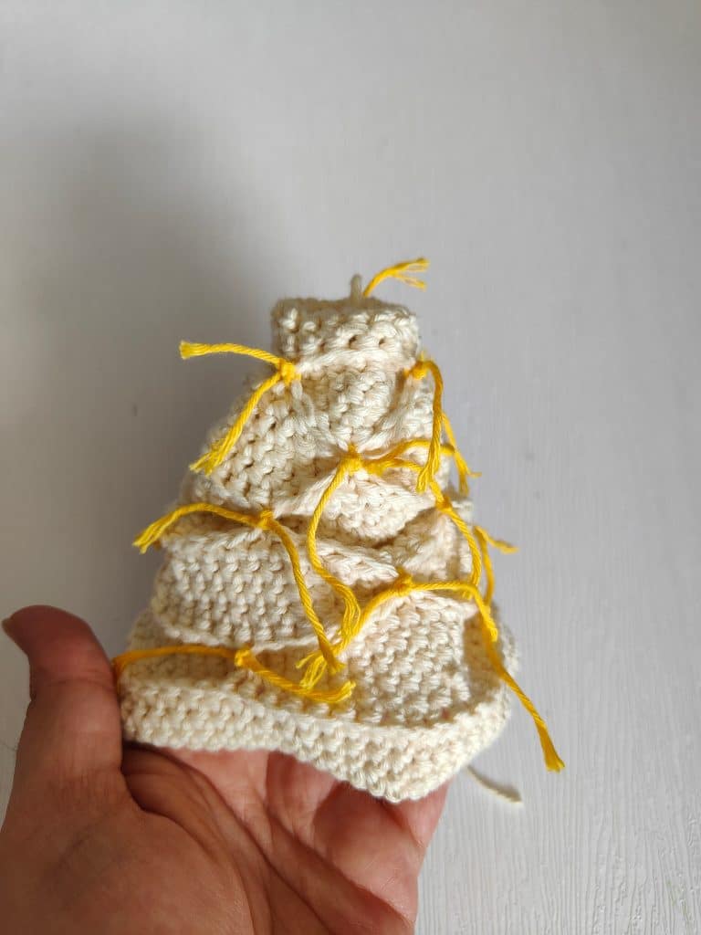 final look of a crochet hat for gnomes