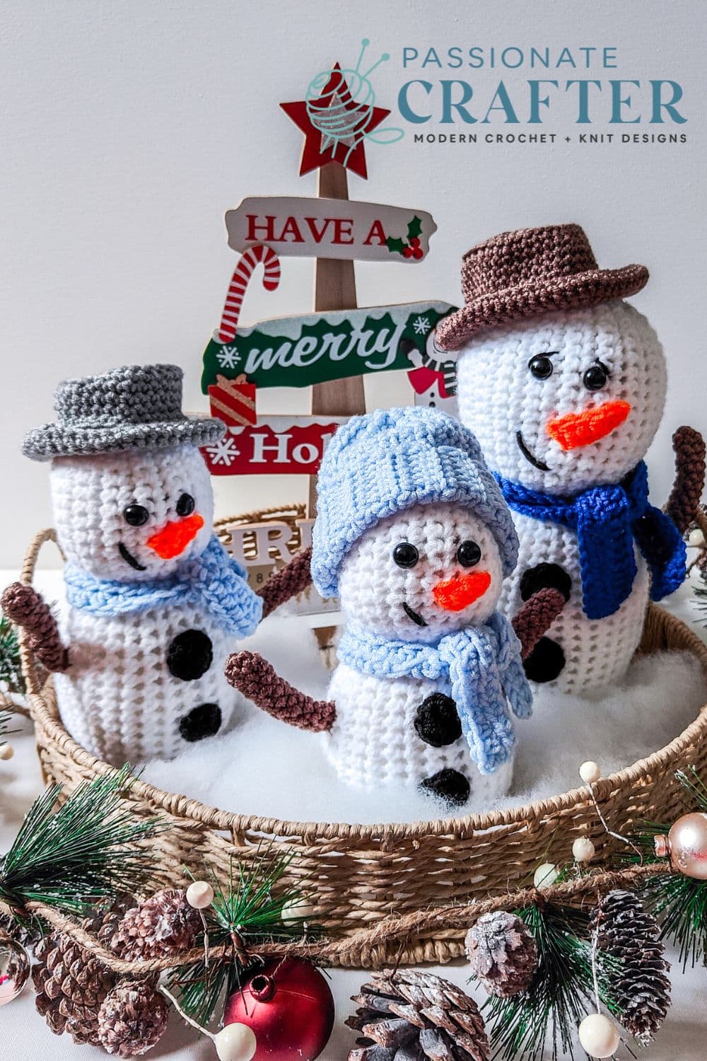 Crochet Christmas Snowman home decor