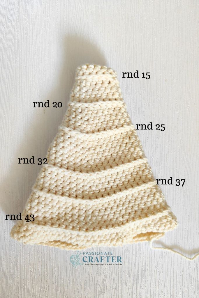 crochet hat back loop rounds shown
