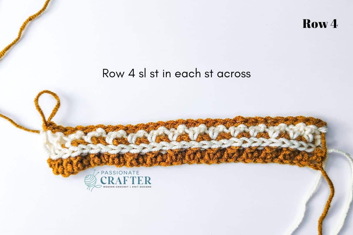 final look of row 4 sl st in stitch across