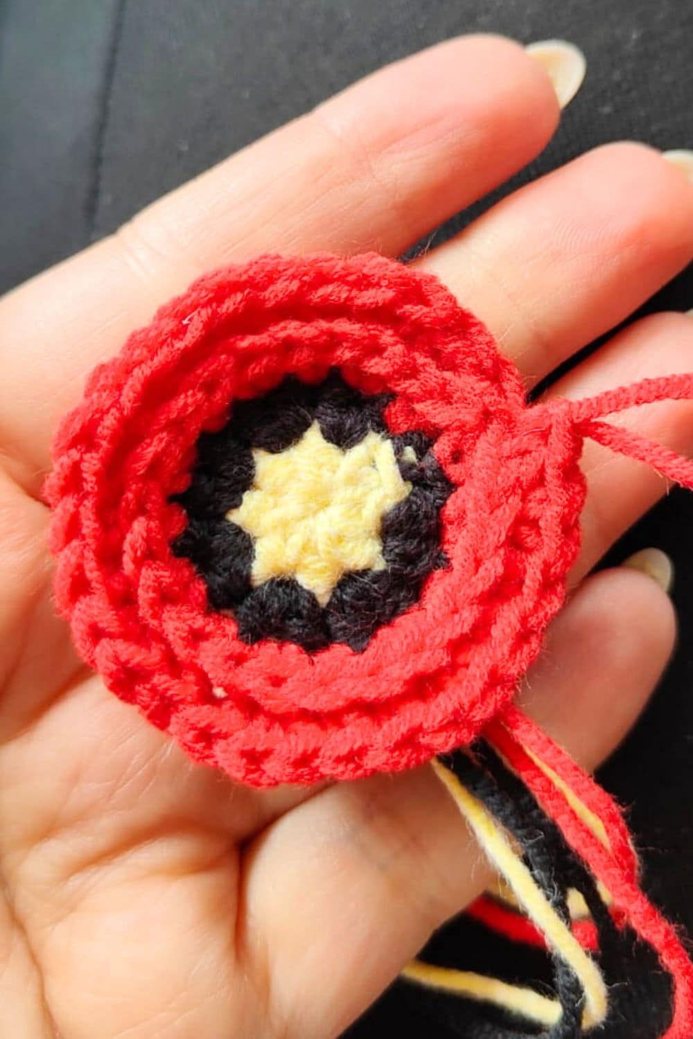 crochet poppy applique