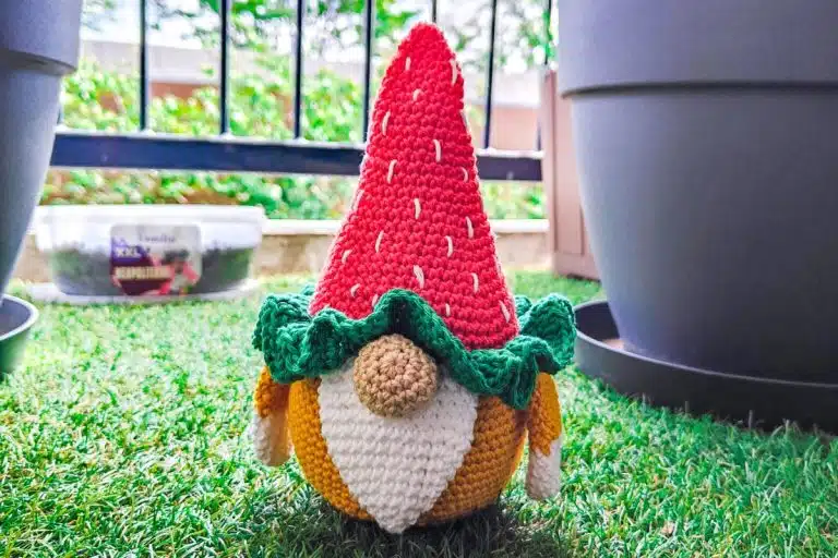 crochet strawberry gnome free pattern for summer gnome decoration