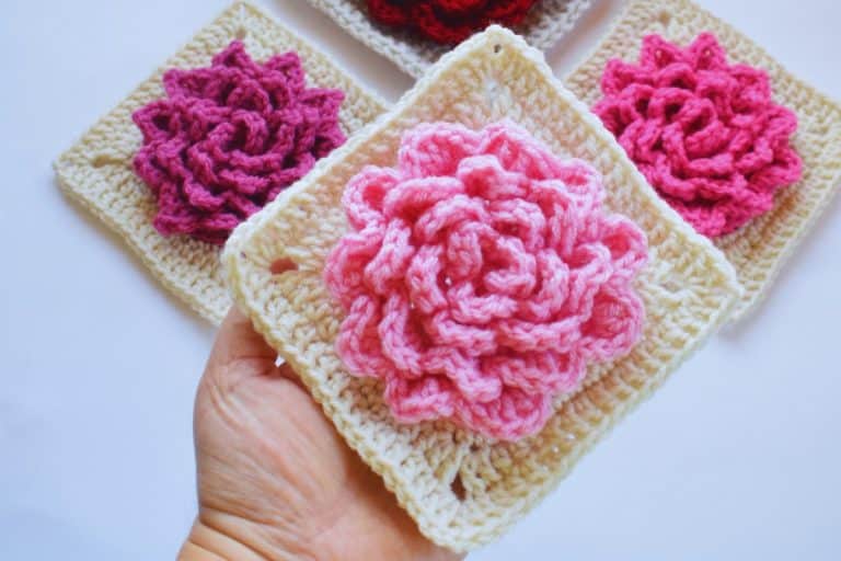 How to crochet rose granny square free pattern