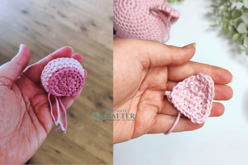 Crochet pig muzzle and ears