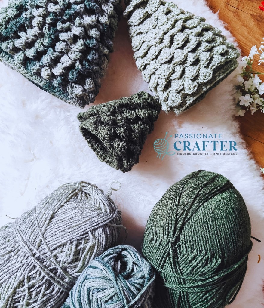 crochet christmas tree in green colors and mary maxim maximum value yarn