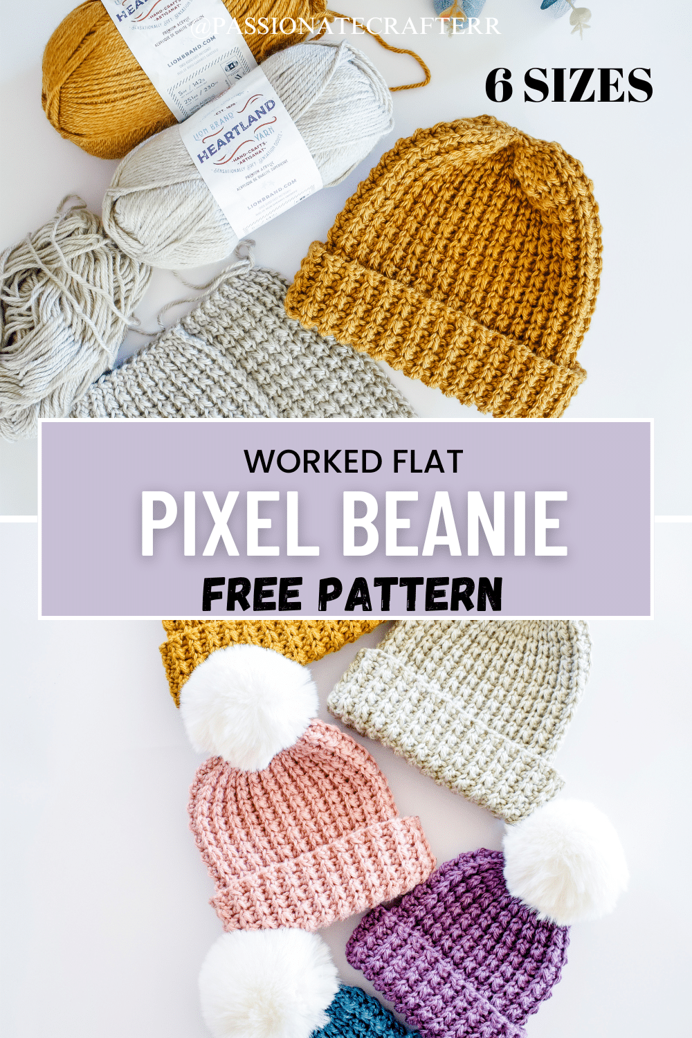 Easy crochet beanie in 6 sizes free pattern