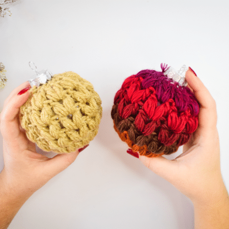 Crochet Christmas Tree Ornaments with puff stitch free pattern