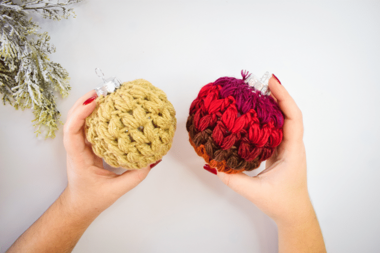 Crochet Christmas Tree Ornaments with puff stitch free pattern