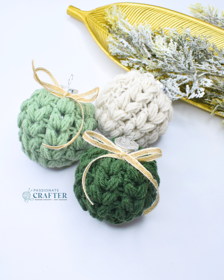 Crochet Puff stitch Christmas tree ornaments