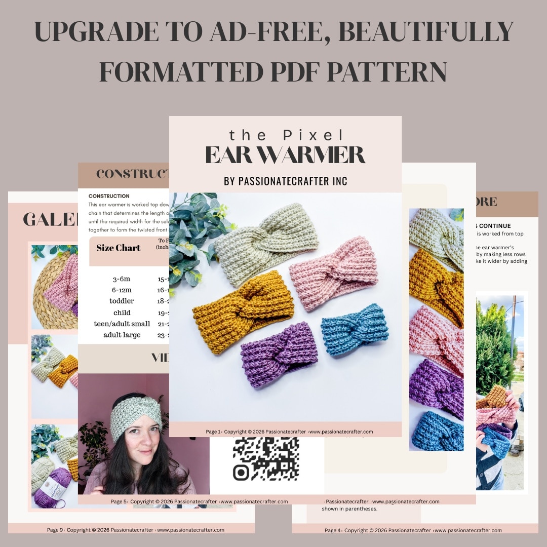 Crochet pdf pattern of pixel headband and ear warmer