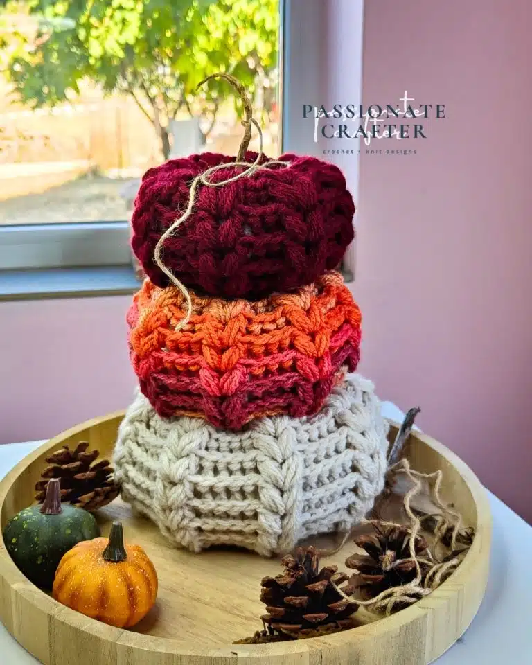 Crochet Unusual Flower Puff Pumpkin Centrepiece